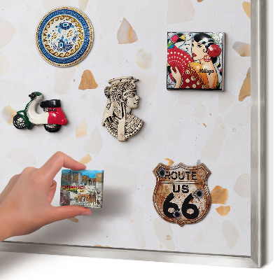 Souvenir magnet display board with a silver frame Warm mosaic