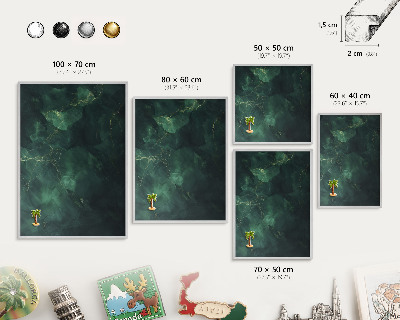 Printed magnet board in a silver frame Green depth