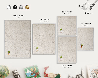 Printed magnet board in a silver frame Delicate background