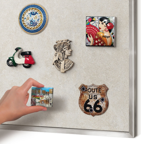 Souvenir magnet display board with a silver frame Natural elegance
