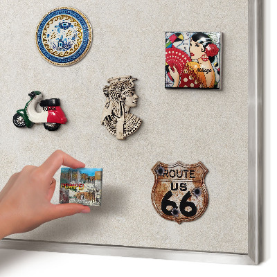 Souvenir magnet display board with a silver frame Natural elegance