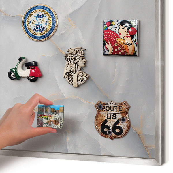 Printed magnet board in a silver frame Gray veins