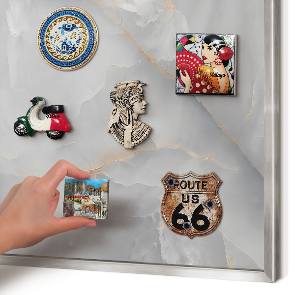Printed magnet board in a silver frame Gray veins