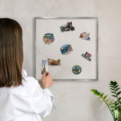 Printed magnet board in a silver frame Creamy texture