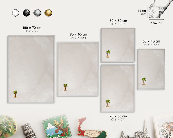 Printed magnet board in a silver frame Creamy texture