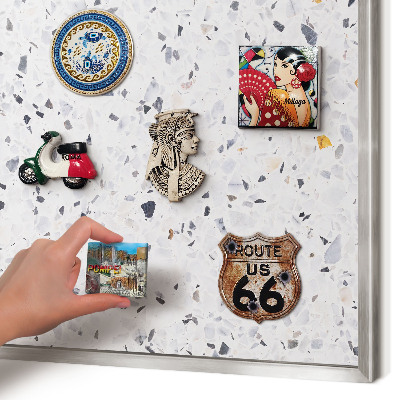 Printed magnet board in a silver frame Terrazzo style