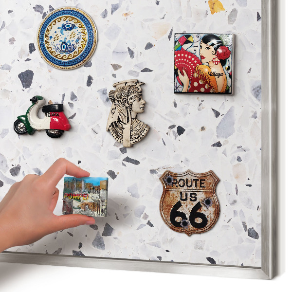 Printed magnet board in a silver frame Terrazzo style