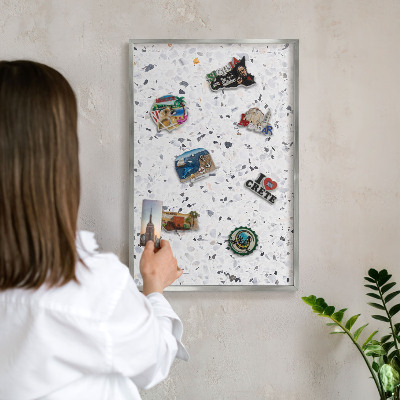 Printed magnet board in a silver frame Terrazzo style