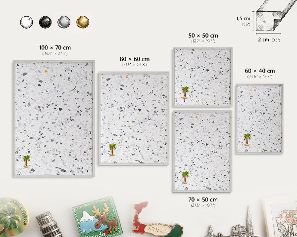 Printed magnet board in a silver frame Terrazzo style