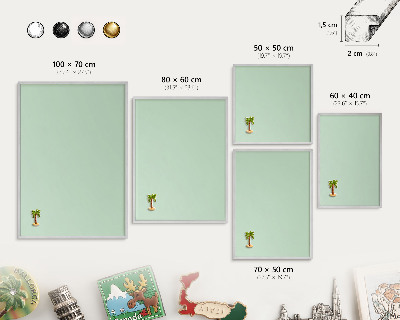 Printed magnet board in a silver frame Mint green