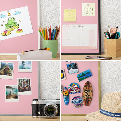 Souvenir magnet display board with a silver frame Light pink
