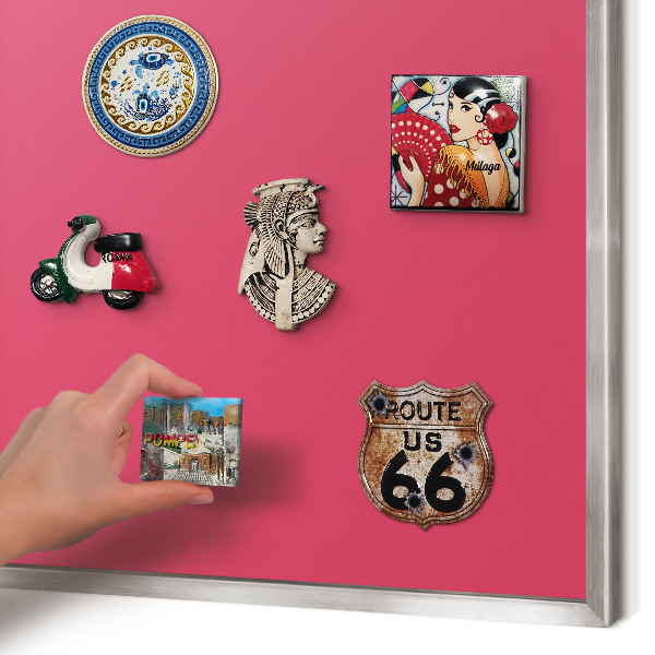 Printed magnet board in a silver frame Energy pink
