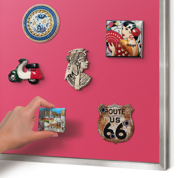 Printed magnet board in a silver frame Energy pink