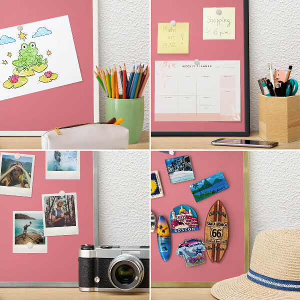 Souvenir magnet display board with a silver frame Salmon color