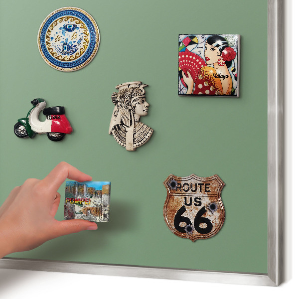 Printed magnet board in a silver frame Muted green