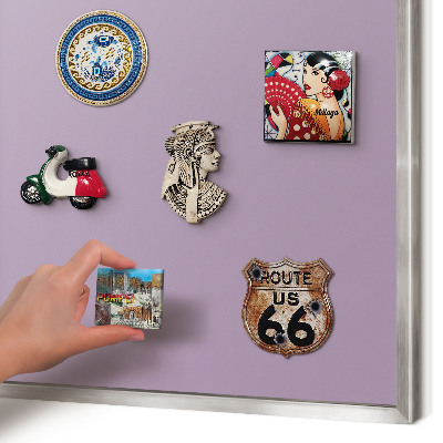 Souvenir magnet display board with a silver frame Lilac purple