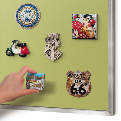 Printed magnet board in a silver frame Green vintage
