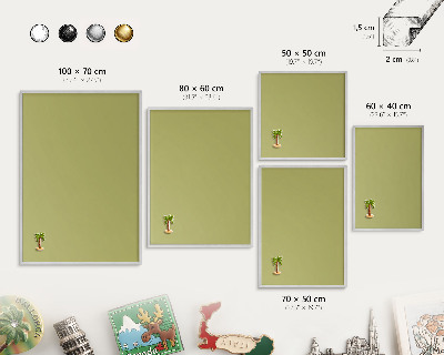 Printed magnet board in a silver frame Green vintage