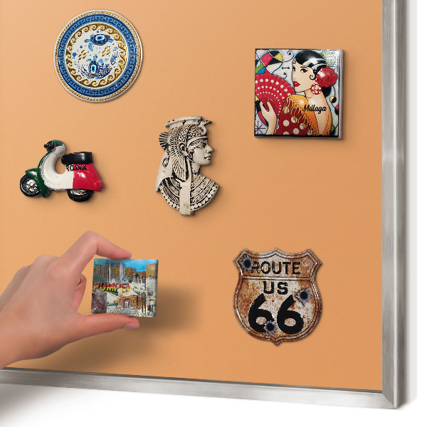 Printed magnet board in a silver frame Pastel orange