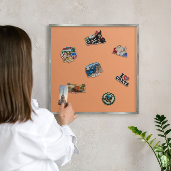 Printed magnet board in a silver frame Pastel orange
