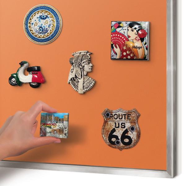 Printed magnet board in a silver frame Strong orange