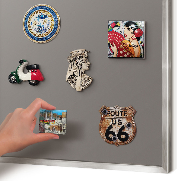 Printed magnet board in a silver frame Dark gray