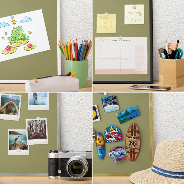 Souvenir magnet display board with a silver frame Green grass