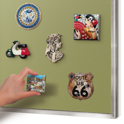 Souvenir magnet display board with a silver frame Green grass