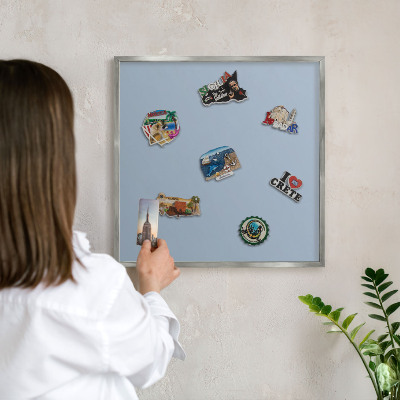 Printed magnet board in a silver frame Pastel blue