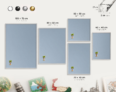 Printed magnet board in a silver frame Pastel blue