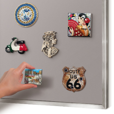 Souvenir magnet display board with a silver frame Ash gray