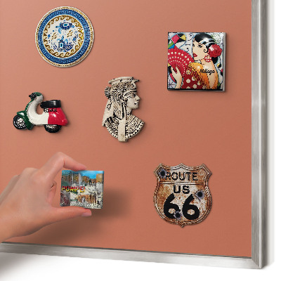 Printed magnet board in a silver frame Brick color