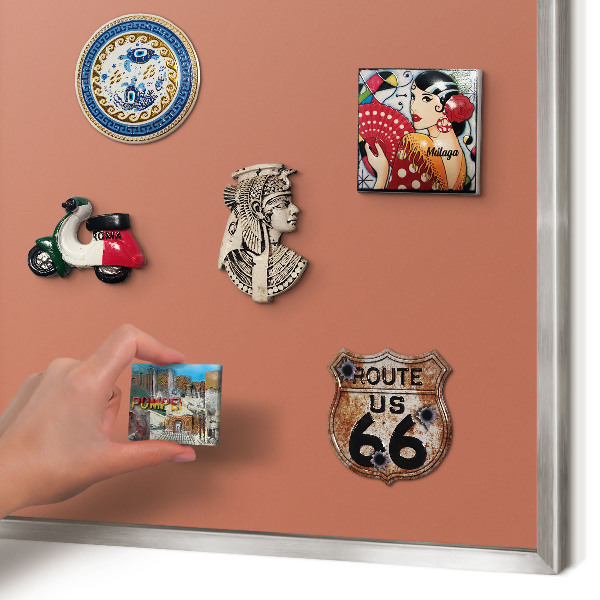 Printed magnet board in a silver frame Brick color