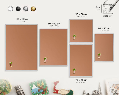 Souvenir magnet display board with a silver frame Dull orange