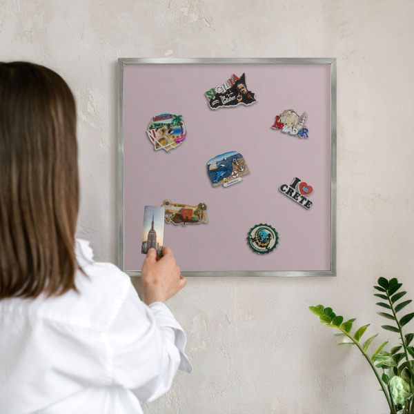 Printed magnet board in a silver frame Pastel lilac