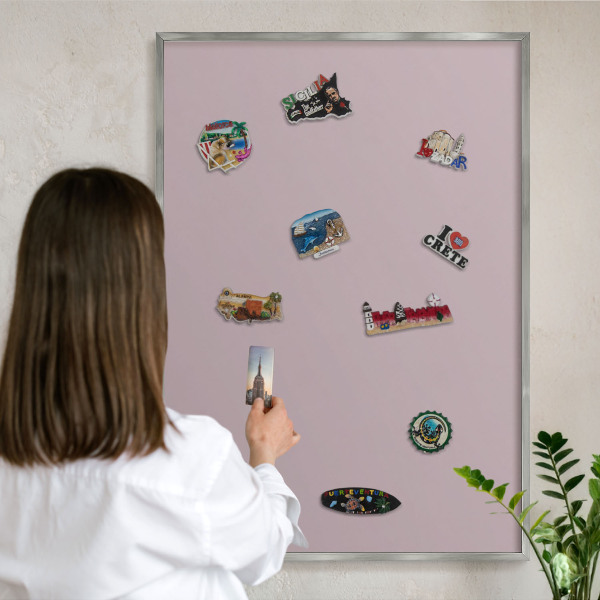 Printed magnet board in a silver frame Pastel lilac