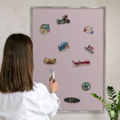 Printed magnet board in a silver frame Pastel lilac