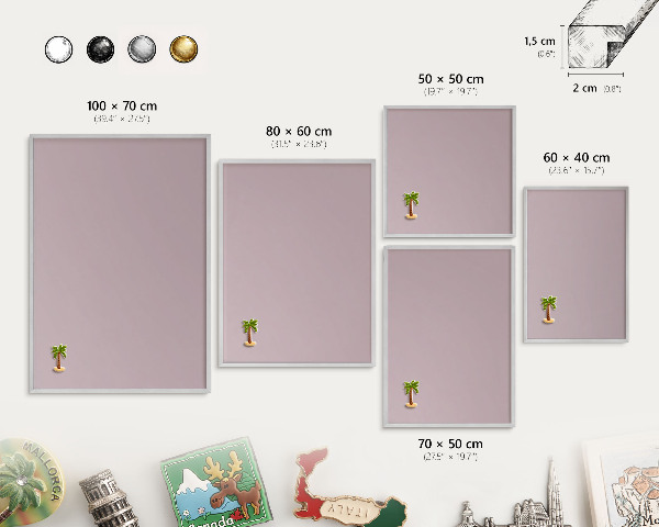 Printed magnet board in a silver frame Pastel lilac