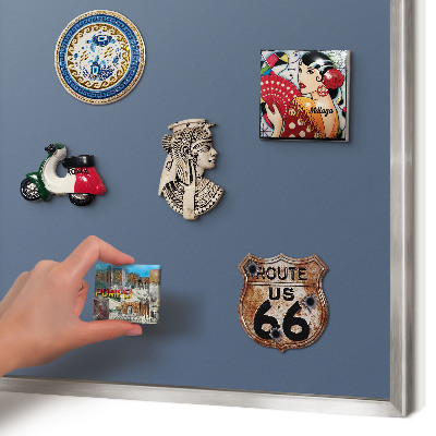 Souvenir magnet display board with a silver frame Pastel navy blue