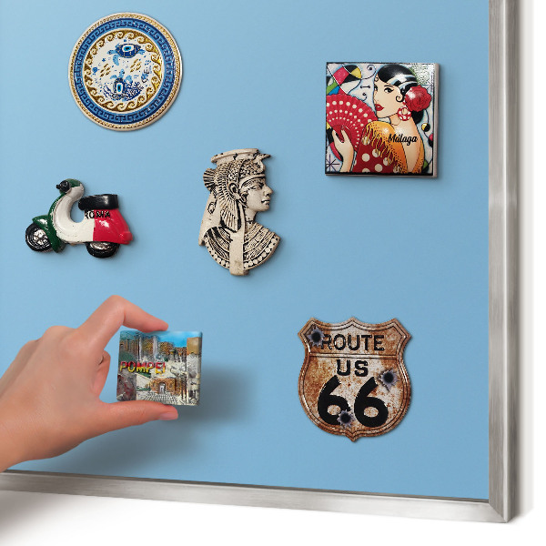 Printed magnet board in a silver frame Blue color