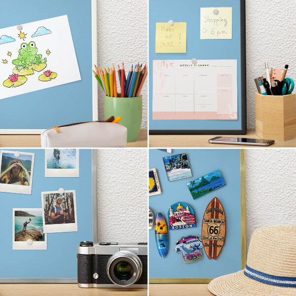 Printed magnet board in a silver frame Blue color