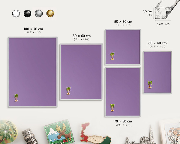 Printed magnet board in a silver frame Violet