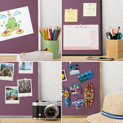 Souvenir magnet display board with a silver frame Purple color