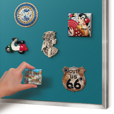 Printed magnet board in a silver frame Dark turquoise