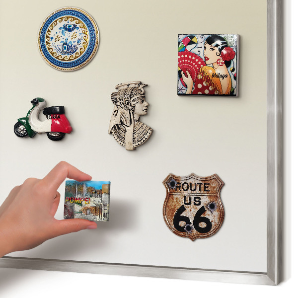Souvenir magnet display board with a silver frame Cream gradient
