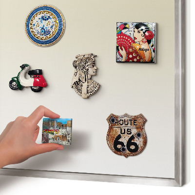 Souvenir magnet display board with a silver frame Cream gradient