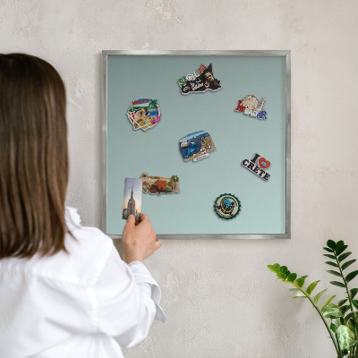 Printed magnet board in a silver frame Turquoise gradient