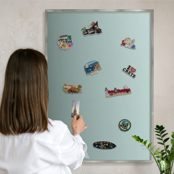 Printed magnet board in a silver frame Turquoise gradient