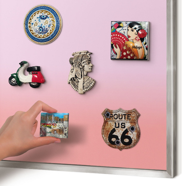 Souvenir magnet display board with a silver frame Delicate gradient