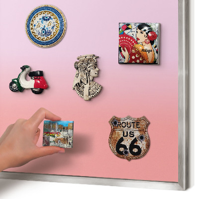 Souvenir magnet display board with a silver frame Delicate gradient
